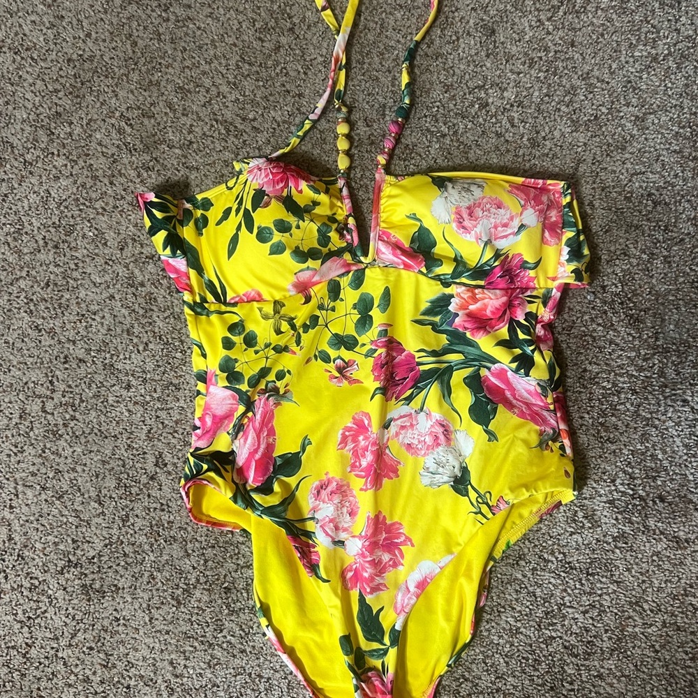 Gibson Latimer Yellow Floral One-Piece Swimsuit